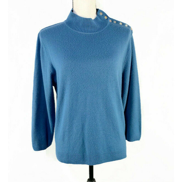 Parisian Works Pullover Top Women's Large Light Blue 3/4 Sleeves Crew Neck - Picture 1 of 9